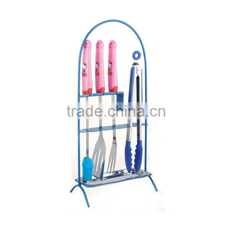 4pcs stainless steel bbq tools set with rest rack