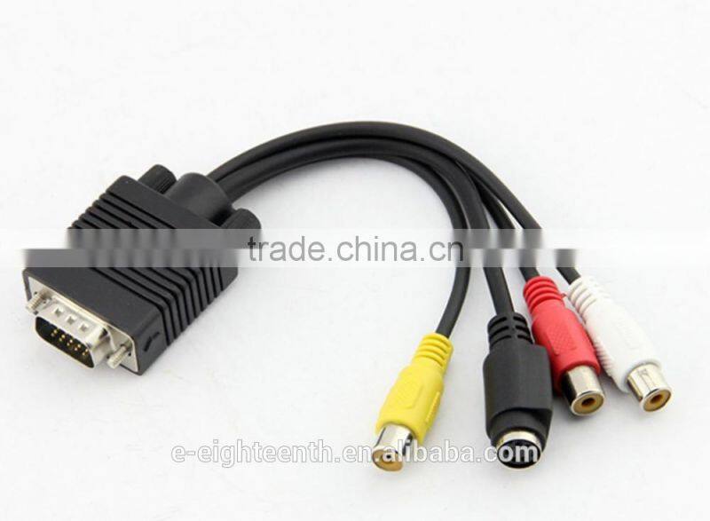 2016 new arrival VGA to S-Video AV RCA TV Out Converter Adapter Cable for Computer Desktop PC