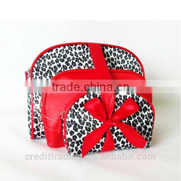 3pcs/set leopard print princess cosmetic bag large capacity cosmetic