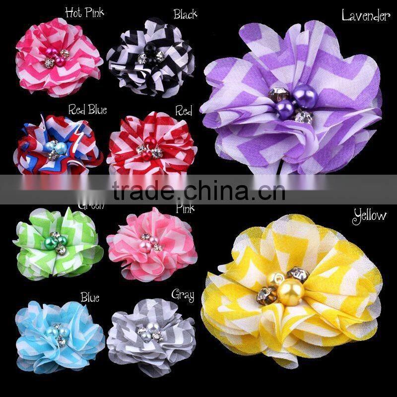 handmade fabric flower with pearl in center headband for kids hair accessories