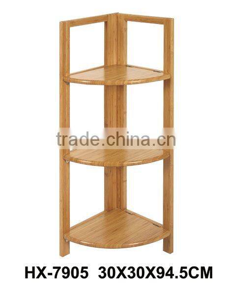 new 3 tiers cheap hot selling bamboo triangle display shelf
