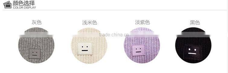 Europe and the United States face labeling box embroidered in autumn and winter lovers of woolen hat knitted cap pointe