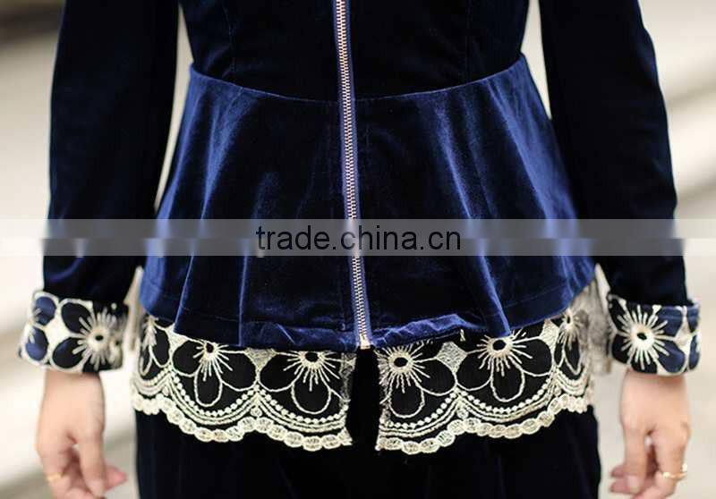 fashion Women's Lace ladies velour tracksuit