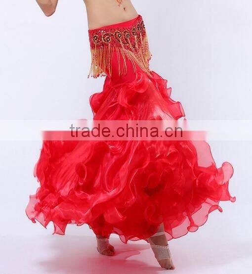 Egyptian style belly dance skirt with ruffle side slit