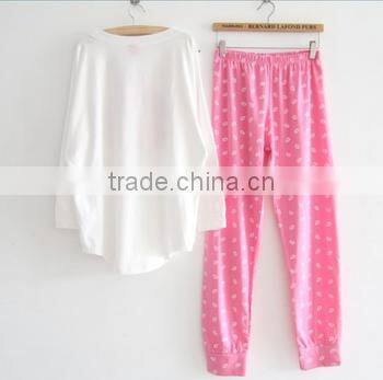 2015 fashion printing soft cotton homewear ,long sleeve sleepwear blank homewear ,lady's printing homewear