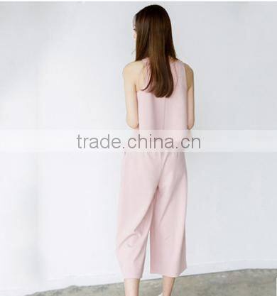 2016 New Fashion Girls Suits 2 Pieces Round Collar Sleeveless Tops+Slim Thin Korean Style Ultra-wide-leg Loose Trousers
