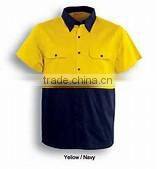 100% cotton 2 contrast colors open front mens work shirts