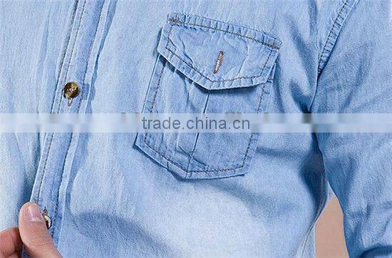 Long sleeve men denim shirt casual man shirts MOQ 5PCS