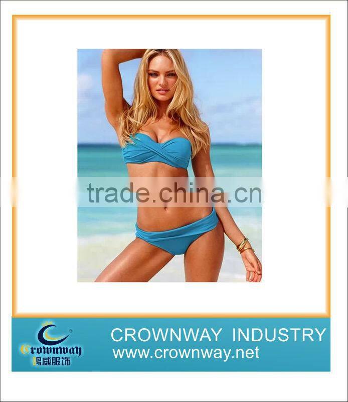 2014 popular breathable bikini without strap,bandeau top