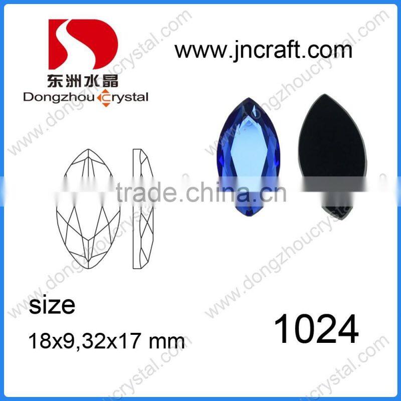Hot sale navette shaped flat back jewelry decorative glass stones