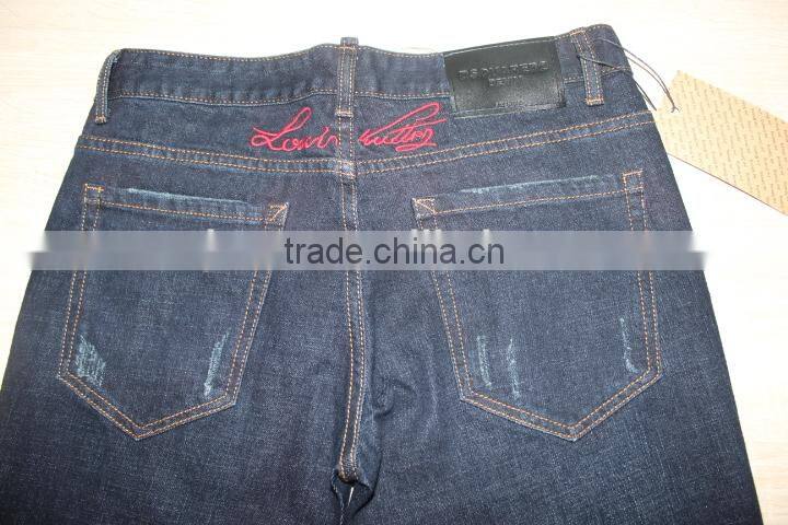 GZY 2017 New classical embroidery patch style man's jeans pent damaged jeans stock