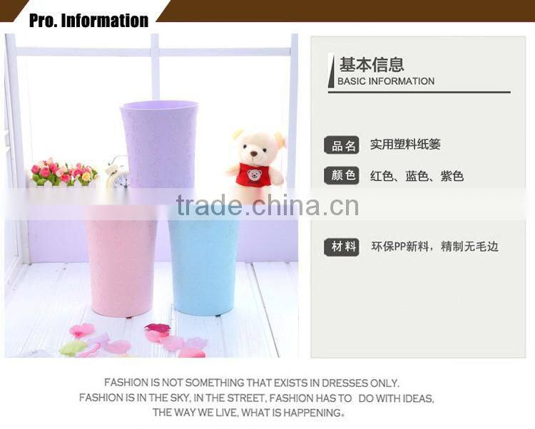Plastic kichen waste bin office round blue and pink paper trash can
