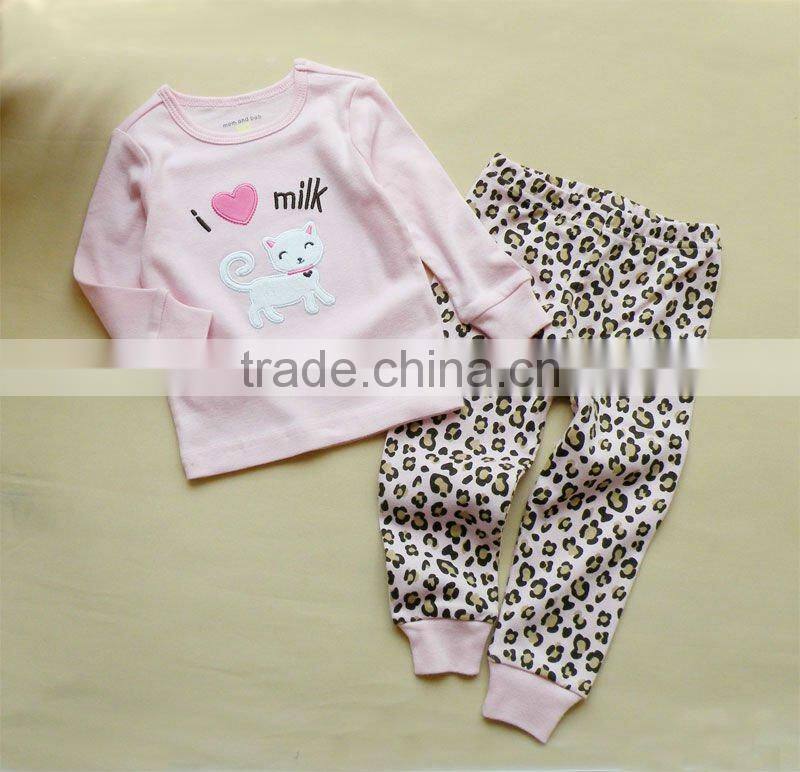 2011 autumn baby clothes set 100% cotton embroider pajamas