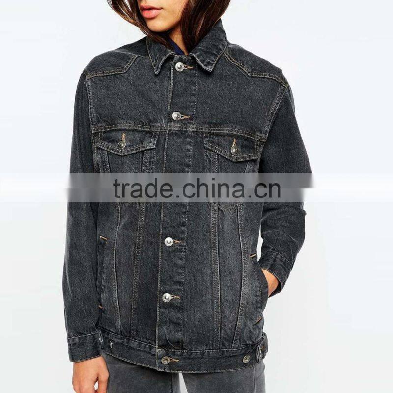 black plain denim jacket women cheap factory price in bulk