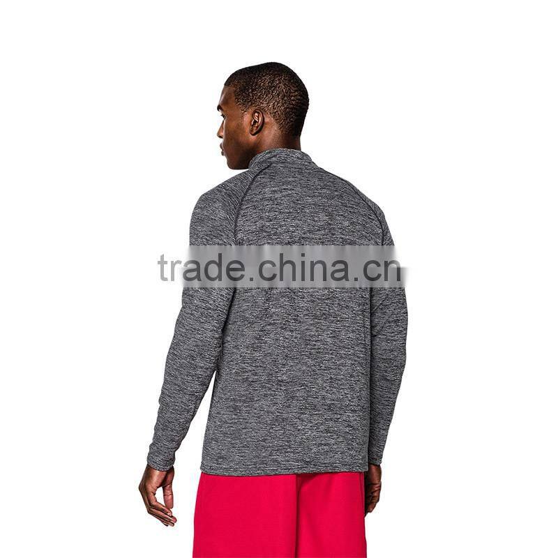 Sports apparel 1/4 zipper 100%polyester long sleeve dry fit shirts half zip shirts quick dry gym wear