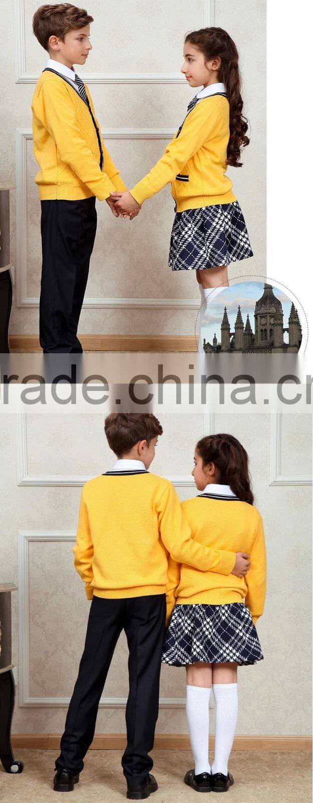 Cheap price pure color knitted school uniform manufacturers