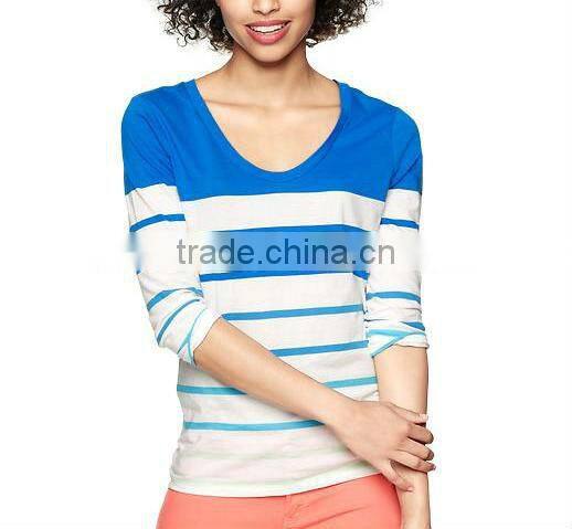 WOMENS STRIPED LONG SLEEVE T SHIRT