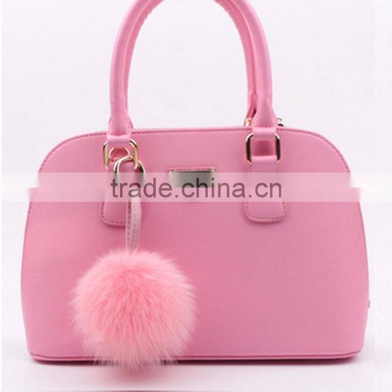 Myfur Genuine Pure White Fox Body Fur Pompoms Keychain For Bag Charm Accessory