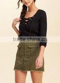 EY0872S Deep V-neck ladies long sleeve pullover sweater