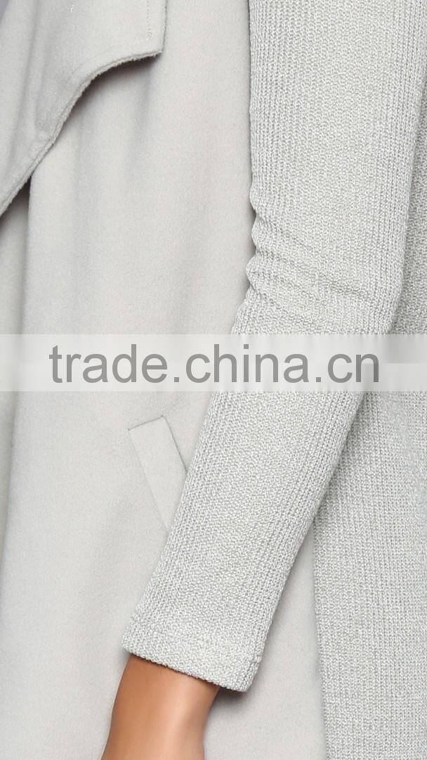 High quality latest deisgn knitted fabric fashion mature women coat