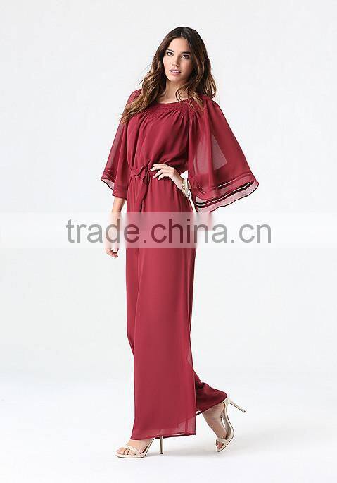 New arrival long sleeve unique shape jumpsuit wide leg women jumpsuit for adults