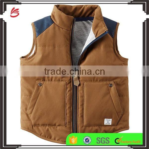New fashion OEM Colorblock Puffer Vest baby boy clothes 2017 wholesale fancy children plaid jacket clothing