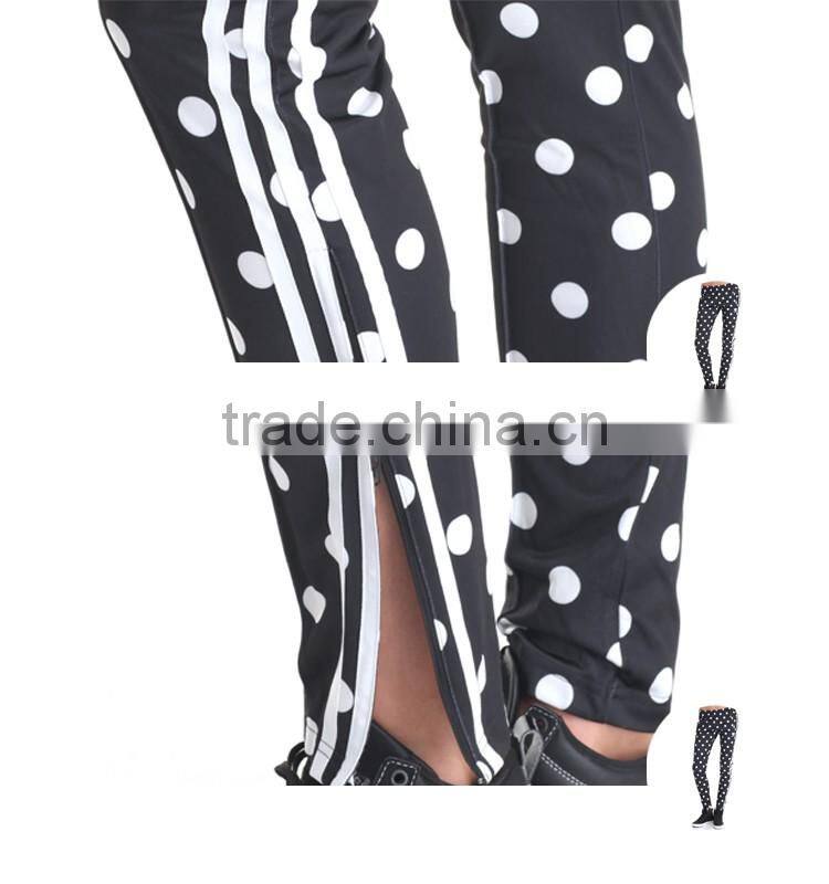 2016 most fashion jogger pants with side cuff zips women 100% Polyester dot track pants fit
