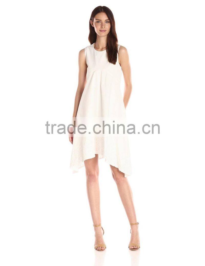 Women's Kerchief Hem Swing Blue,Beige,Off-white Dress