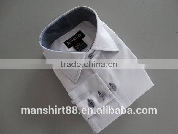 Classic boy's long sleeve two-button cuff contrast collar and cuff casual shirt
