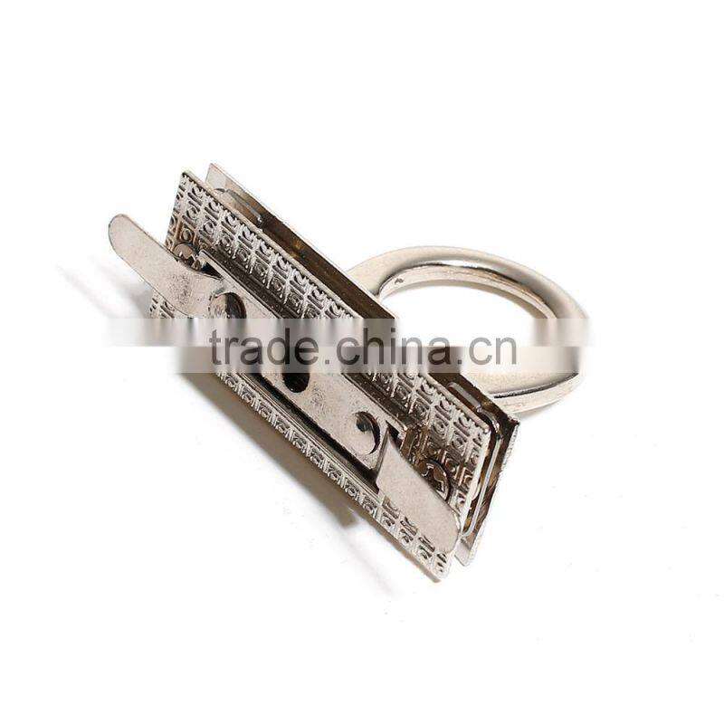 Zinc Based Alloy Purse Twist Turn Lock Silver Tone 46mm(1 6/8") x 33mm(1 2/8"), 1 Set