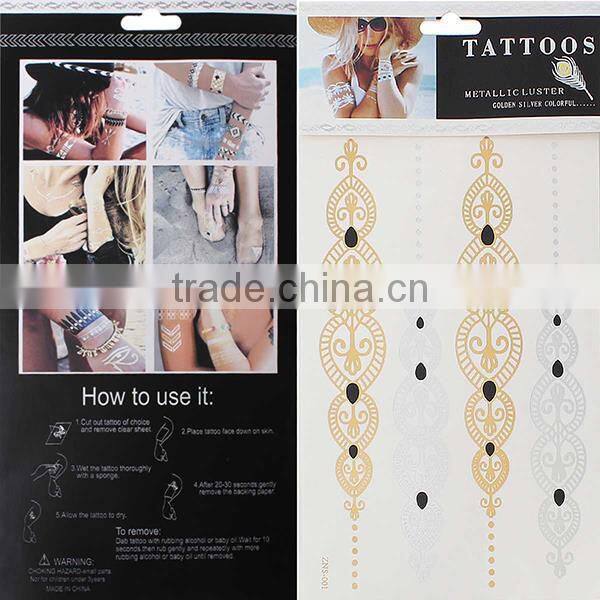 New Arriver Body Art Multicolor Removable Waterproof Metallic Temporary Tattoo Sticker