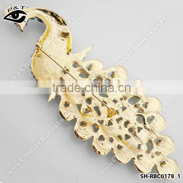Peacock blue Rhinestone brooch pins blue zircon color brooches for garment