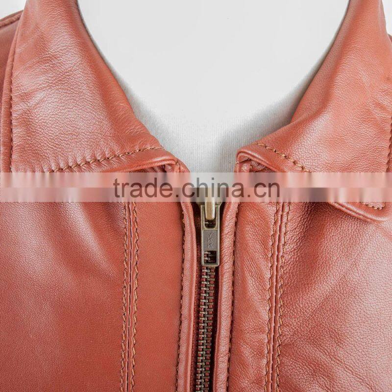 TAN BROWN SHORT BODY LEATHER JACKET
