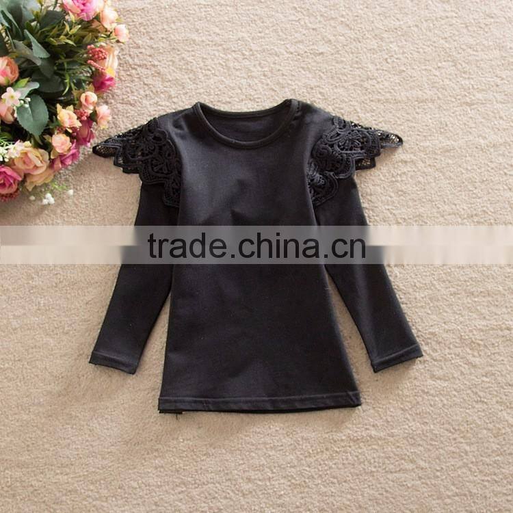 Flutter sleeves solid baby girl long sleeve t shirt M7032001