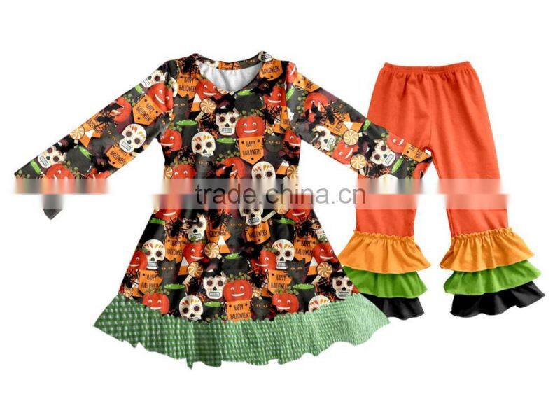 Wholesale Girls Boutique Outfits 2017 Kids Halloween Clothing Designer Pumpkin Appliqued Baby Clothes