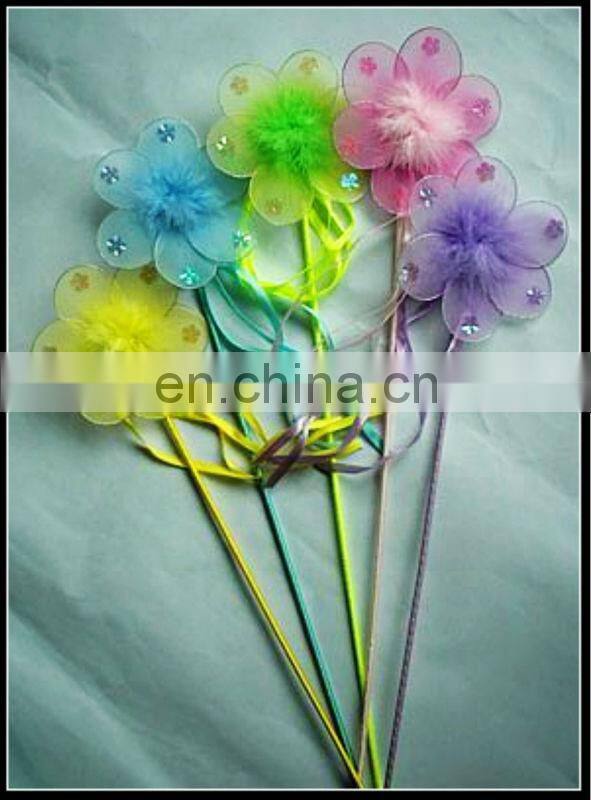 Silver glitter painting nylon flower garden stick decoration