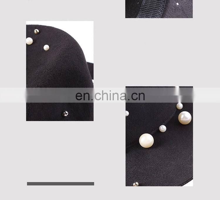 New Style Pearl High Quality Fashinal Felt Fedora Hat