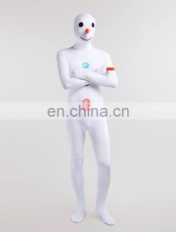 White Snow Man Lycra Full Body Party Dress Second Skin Suit Female
