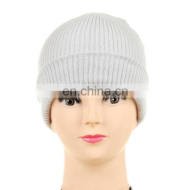 Women's acrylic cable knitted cuff beanie