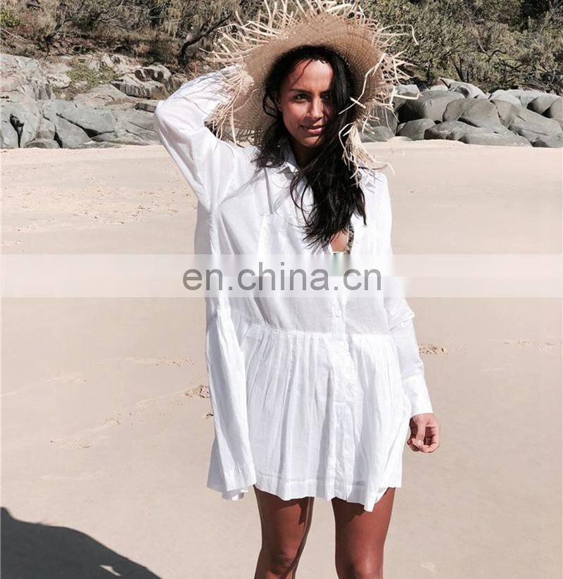2019 Cotton Beach Cover up Dresses Swim cover up White Bathing suit Cover ups Beach Kaftan Praia Beach Sarong Tunic