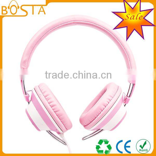 Fashion hot selling best stylish lovely pink leather headphone