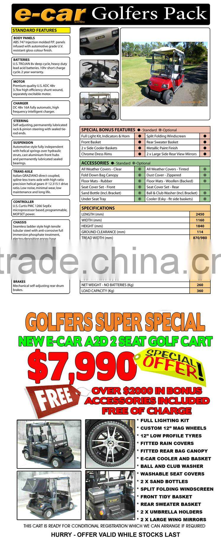 Golf Cart Small Electric Car for Sale with Competitive Price