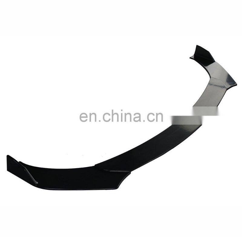 Black three-section design arrives in body kit UNIVERSAL Accessory ABS Universal front bumper lip spoiler
