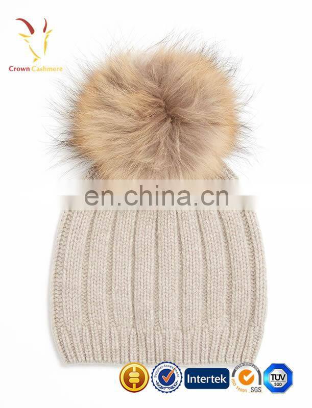 Crochet Kids Hats Wholesale Baby Beanie Hat with Fur Boll