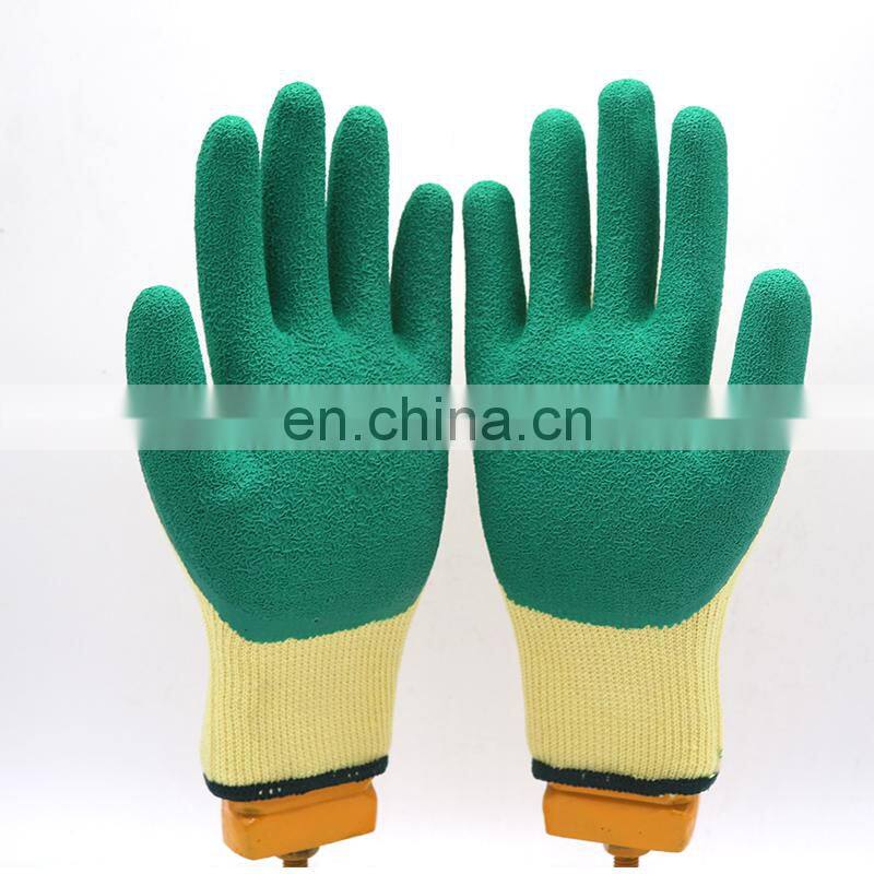 10G Poly Cotton Moisture-wicking Lining Grip Coating Gloves Textured Rubber Work Industry Gloves For Masonry Construction