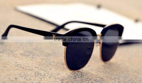 2016 round frame oversize cat eye reflective UV400 sunglasses