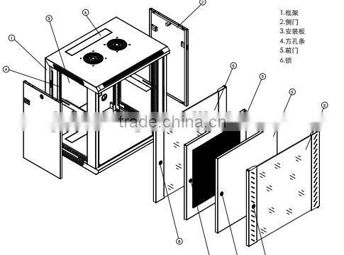 6U server rack enclosure/SPCC cold-rolled wall mount box/IT network server cabinet WCB06-645