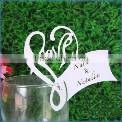 Wedding Centerpieces Laser Cut Peacock Shape Place Card for Wine Glass