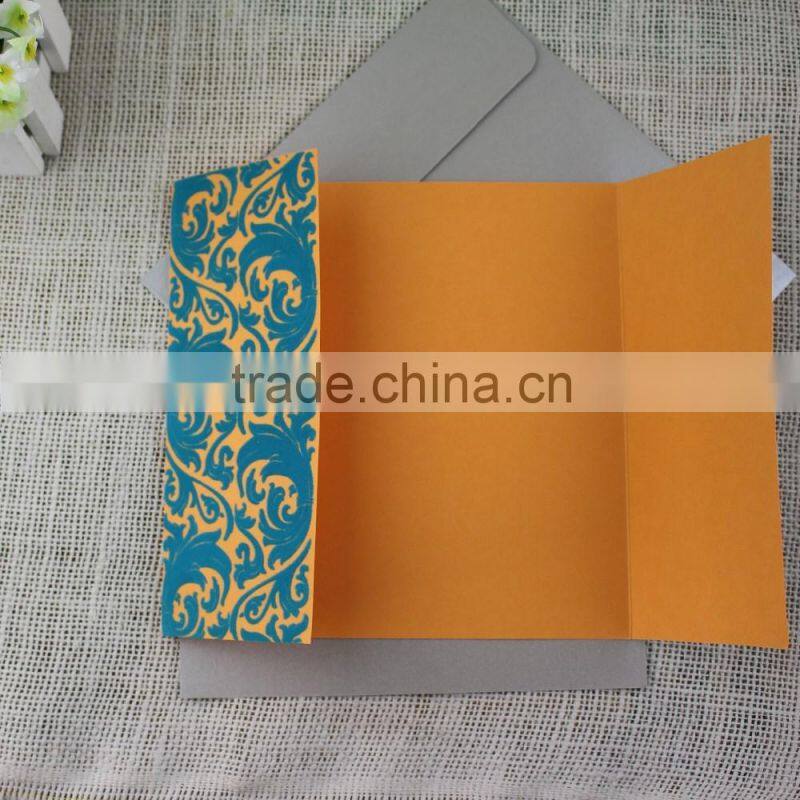 Various Color Handmade Delicate Luxury Invitation Card with Flocking