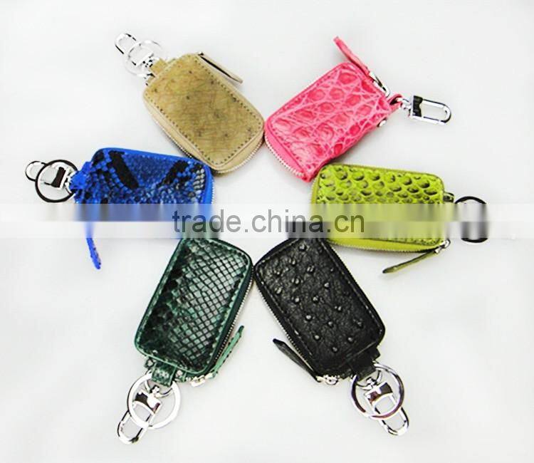 Guangzhou High Quality Custom Luxury Crocodile Python Ostrich Rare Animal Skin Leather Car Key Case Key Holder